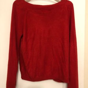 Red Boat Neck Oversized Sweater